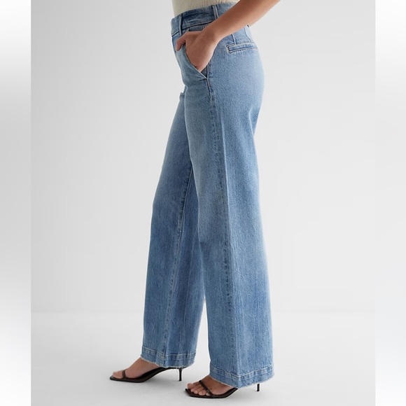 Express high waisted medium wash wide leg jeans - Picture 6 of 7
